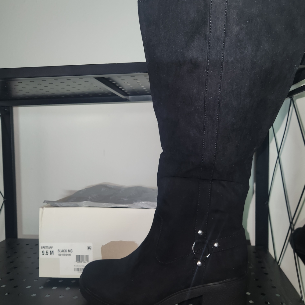 Macy's - Style & Co. Black Faux Suede Knee High Heeled Boots